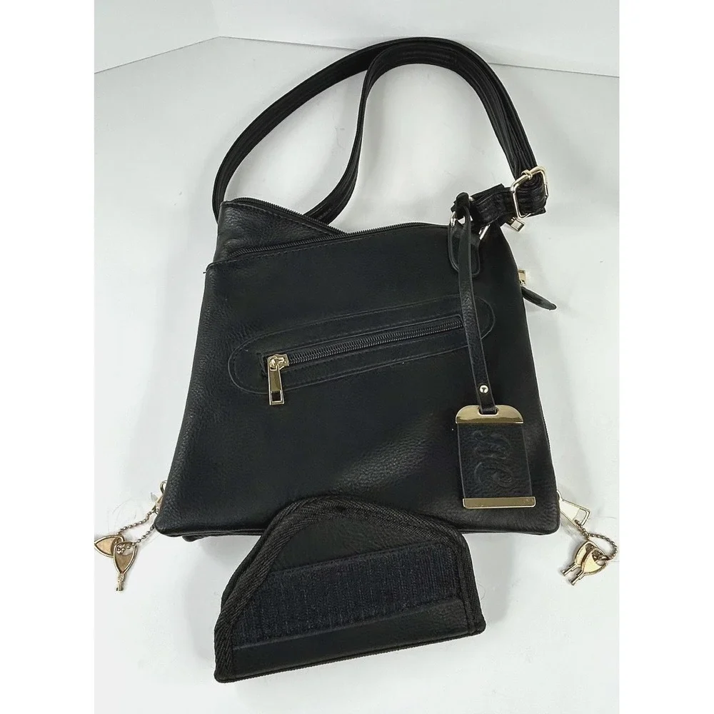 Bulldog Cases Conceal & Carry Black Crossbody Purse BDP-030 w/Holster & FOB NWOT